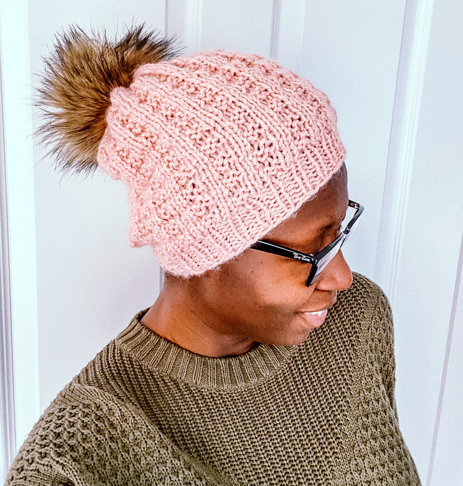 Slouchy Hat Knitting Pattern Using Straight Needles - Make and Takes